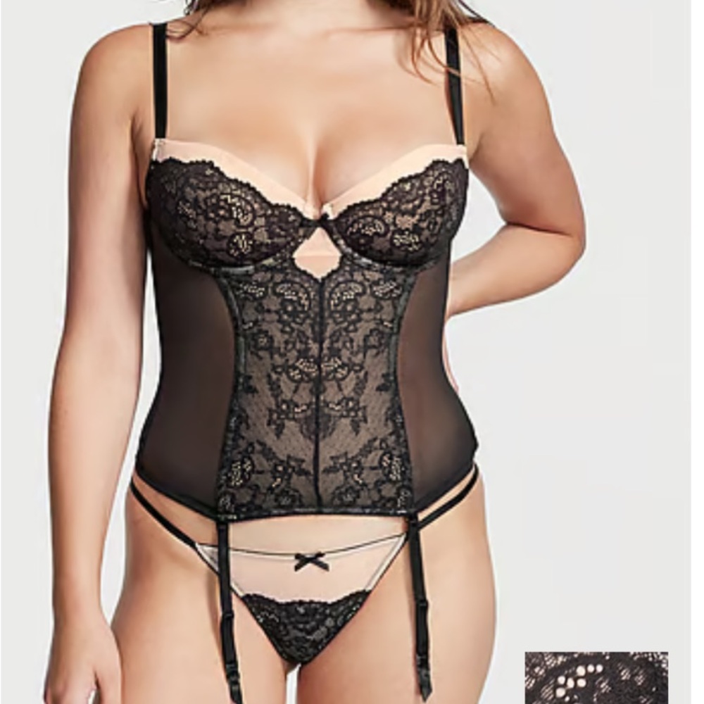 VS Lace Corset Top & V-String Set